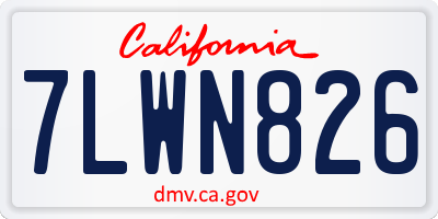 CA license plate 7LWN826