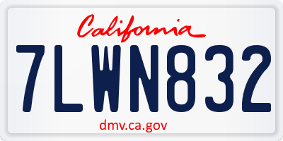 CA license plate 7LWN832