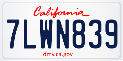 CA license plate 7LWN839
