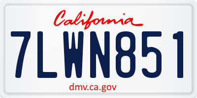 CA license plate 7LWN851