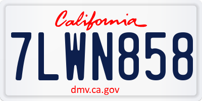 CA license plate 7LWN858