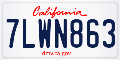 CA license plate 7LWN863
