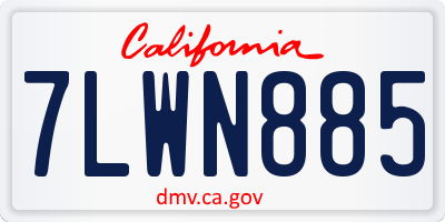 CA license plate 7LWN885