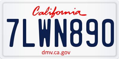 CA license plate 7LWN890