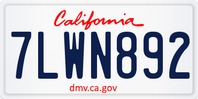 CA license plate 7LWN892