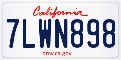 CA license plate 7LWN898
