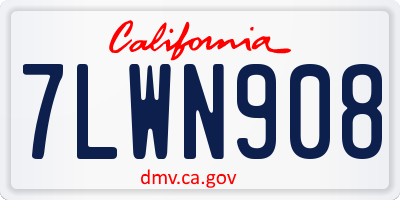 CA license plate 7LWN908