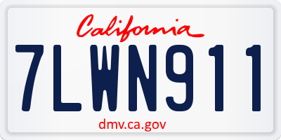 CA license plate 7LWN911