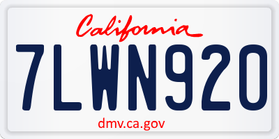 CA license plate 7LWN920