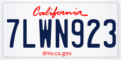 CA license plate 7LWN923