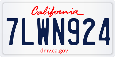 CA license plate 7LWN924
