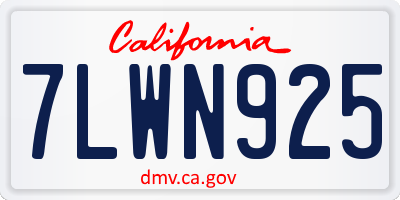 CA license plate 7LWN925