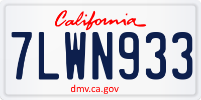 CA license plate 7LWN933