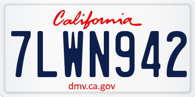 CA license plate 7LWN942
