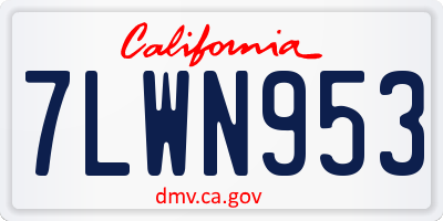 CA license plate 7LWN953