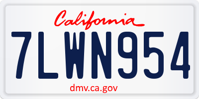 CA license plate 7LWN954