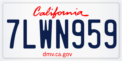 CA license plate 7LWN959