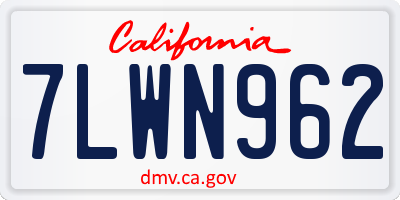 CA license plate 7LWN962