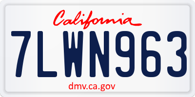 CA license plate 7LWN963