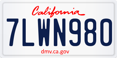 CA license plate 7LWN980