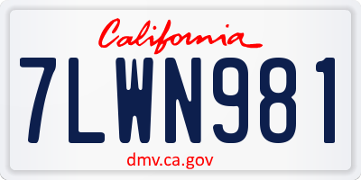 CA license plate 7LWN981