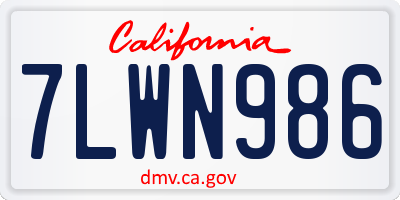 CA license plate 7LWN986