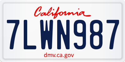 CA license plate 7LWN987