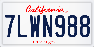 CA license plate 7LWN988