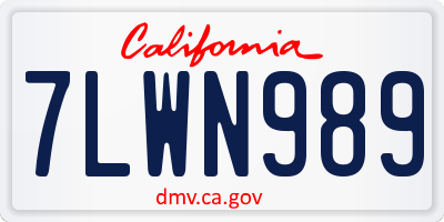 CA license plate 7LWN989