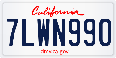 CA license plate 7LWN990