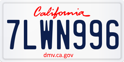 CA license plate 7LWN996