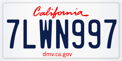 CA license plate 7LWN997