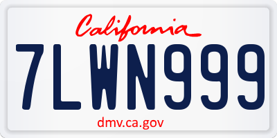 CA license plate 7LWN999