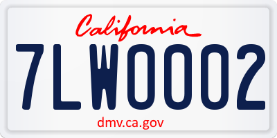 CA license plate 7LWO002
