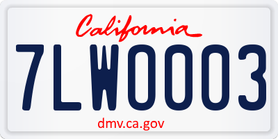 CA license plate 7LWO003