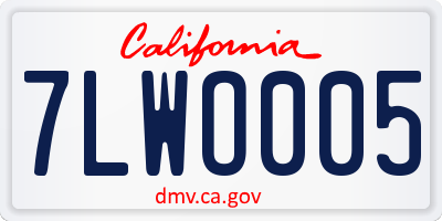CA license plate 7LWO005