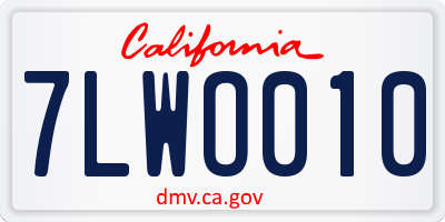 CA license plate 7LWO010