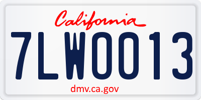 CA license plate 7LWO013