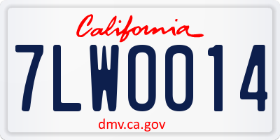 CA license plate 7LWO014