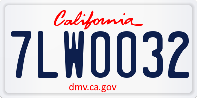 CA license plate 7LWO032