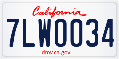 CA license plate 7LWO034