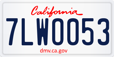 CA license plate 7LWO053