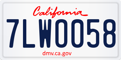 CA license plate 7LWO058