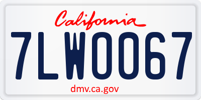 CA license plate 7LWO067