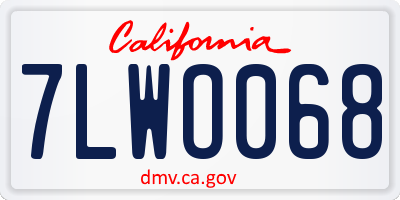 CA license plate 7LWO068