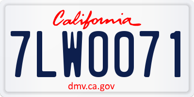 CA license plate 7LWO071
