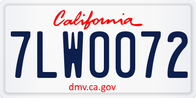 CA license plate 7LWO072
