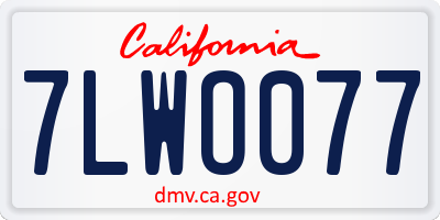 CA license plate 7LWO077