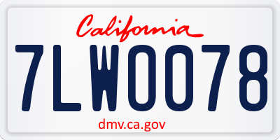 CA license plate 7LWO078