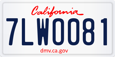 CA license plate 7LWO081